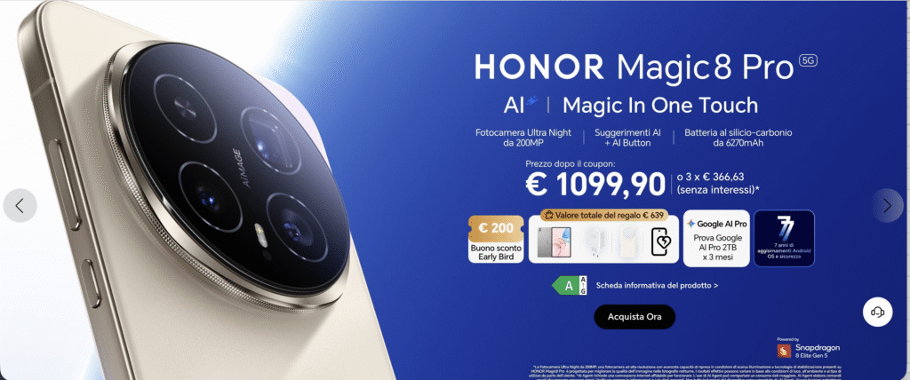 HONOR Magic8 Pro ufficiale in Italia: prezzo, promozione lancio e specifiche complete