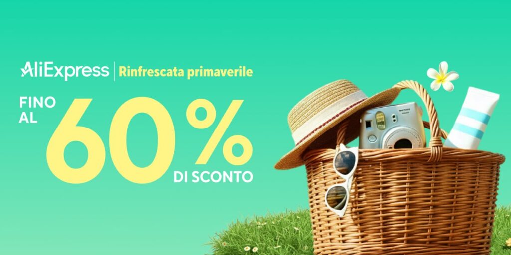 Offerte AliExpress Aprile 2026: coupon fino a 60€ e sconti fino al 60% dal 13 al 19 aprile